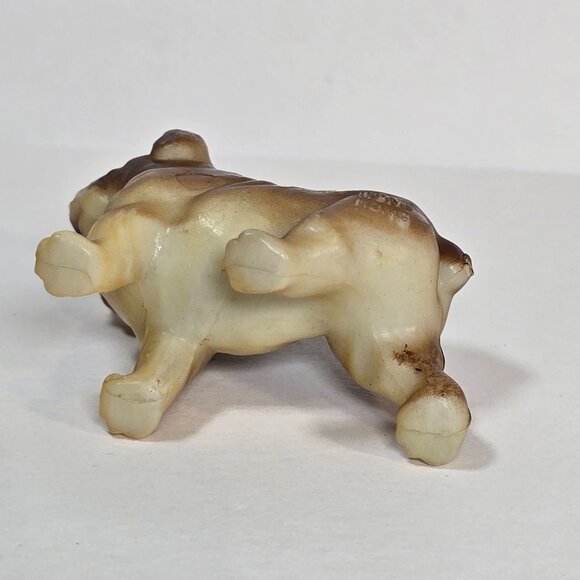 Vintage Bulldog Figurine Brown Cream Hong Kong Collectible Dog Miniature Resin - Picture 7 of 8